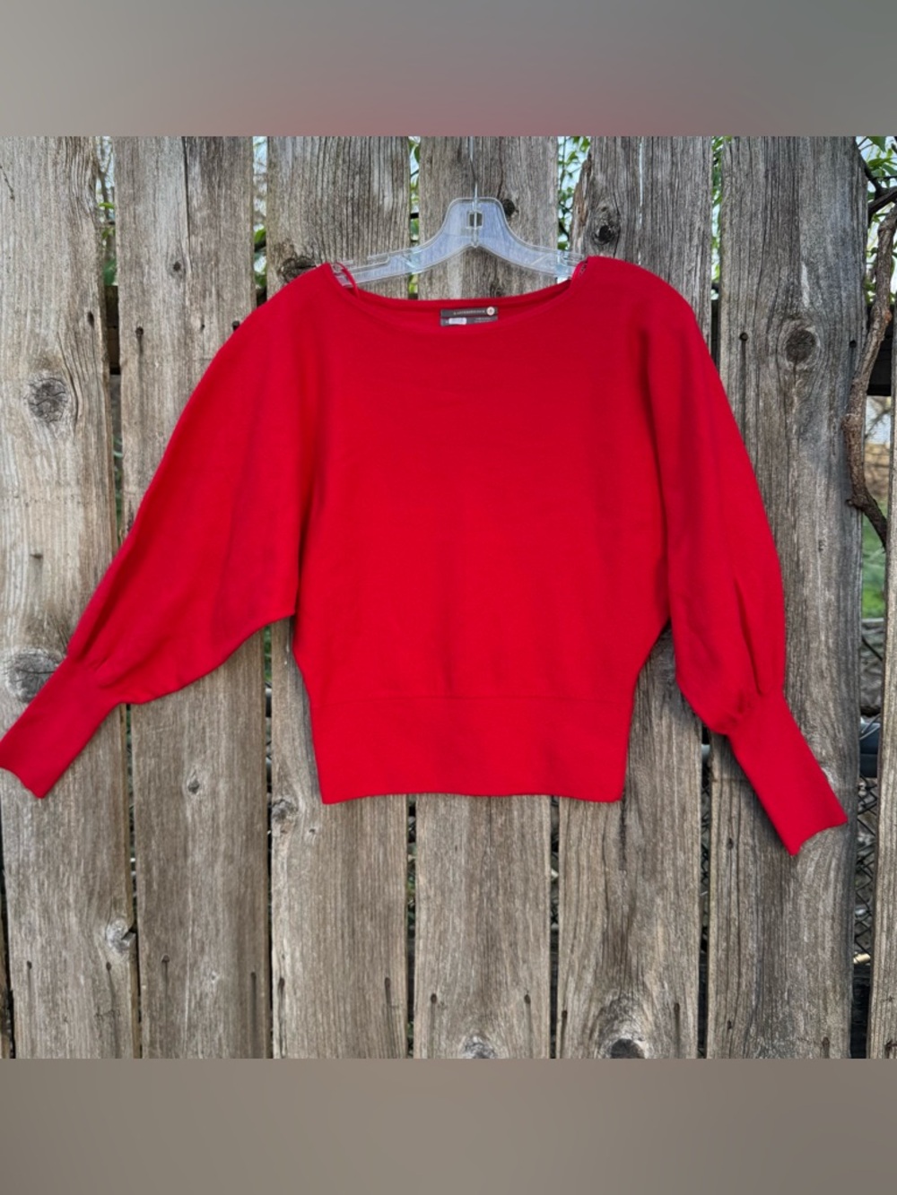 Anthropolgie Red Sweater With Blouson Sleeves And Boat Neckline - Womens Small